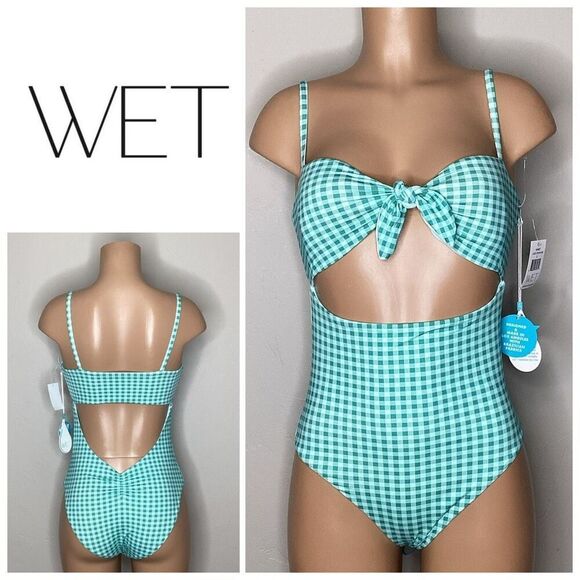 New. WET brand gingham swimsuit. Small. Retails $168 - Picture 4 of 11